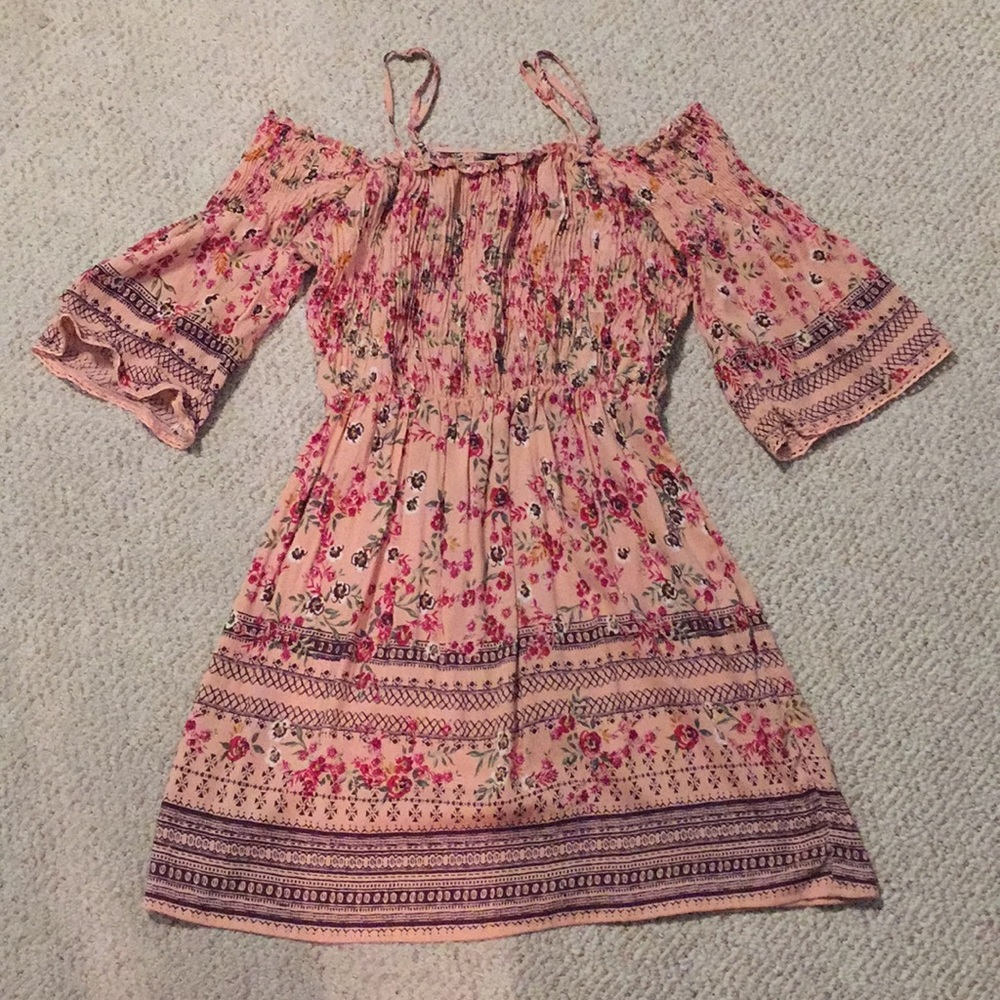 Angie floral, cold shoulder dress